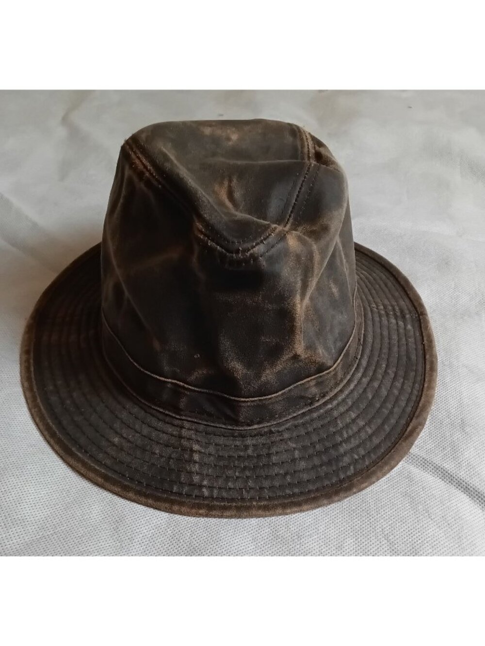Signatures Outback Hat Weathered Distressed Faux Leather Brown Men's L